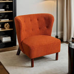 Accent Chair, Upholstered Armless Chair Lambskin Sherpa Single Sofa Chair with Wooden Legs, Modern Reading Chair for Living Room