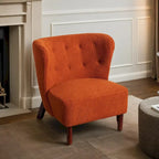 Accent Chair, Upholstered Armless Chair Lambskin Sherpa Single Sofa Chair with Wooden Legs, Modern Reading Chair for Living Room