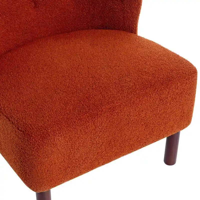 Accent Chair, Upholstered Armless Chair Lambskin Sherpa Single Sofa Chair with Wooden Legs, Modern Reading Chair for Living Room