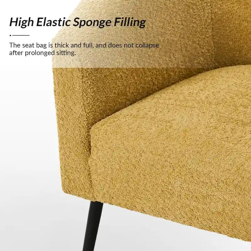 Hal Modern Boucle Armchair with Metal Legs Set of 2 by HULALA HOME