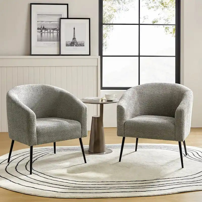 Hal Modern Boucle Armchair with Metal Legs Set of 2 by HULALA HOME