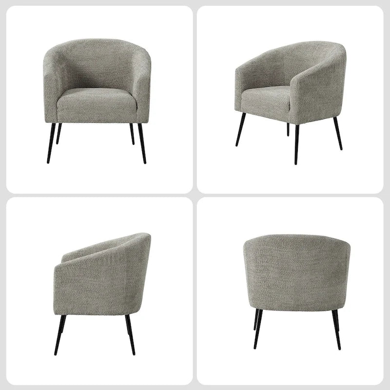 Hal Modern Boucle Armchair with Metal Legs Set of 2 by HULALA HOME