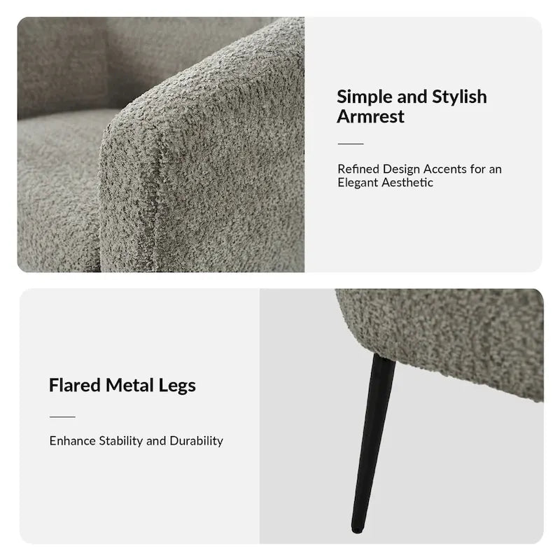 Hal Modern Boucle Armchair with Metal Legs Set of 2 by HULALA HOME