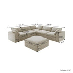 Cloud Modular Sectional Sofa, 6 Seater Corner Sofa with Pillows and Ottoman