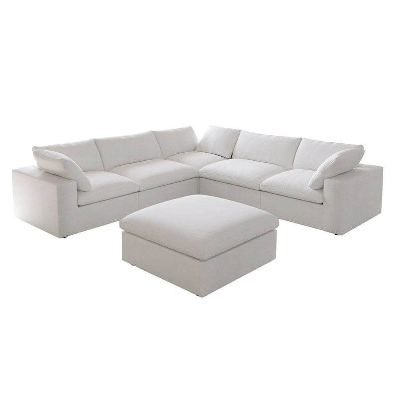 Cloud Modular Sectional Sofa, 6 Seater Corner Sofa with Pillows and Ottoman