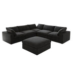 Cloud Modular Sectional Sofa, 6 Seater Corner Sofa with Pillows and Ottoman