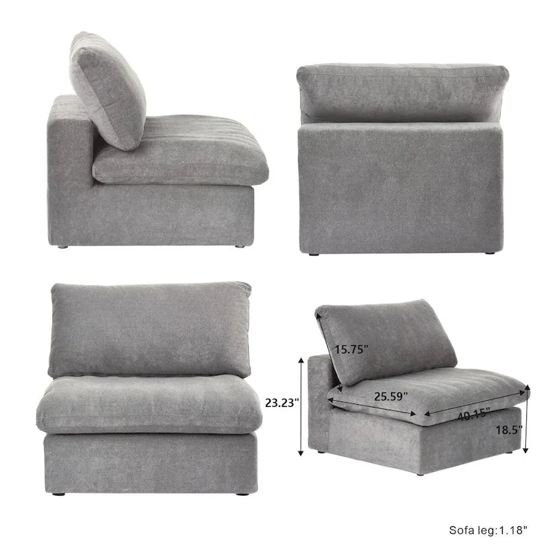 Cloud Modular Sectional Sofa, 6 Seater Corner Sofa with Pillows and Ottoman