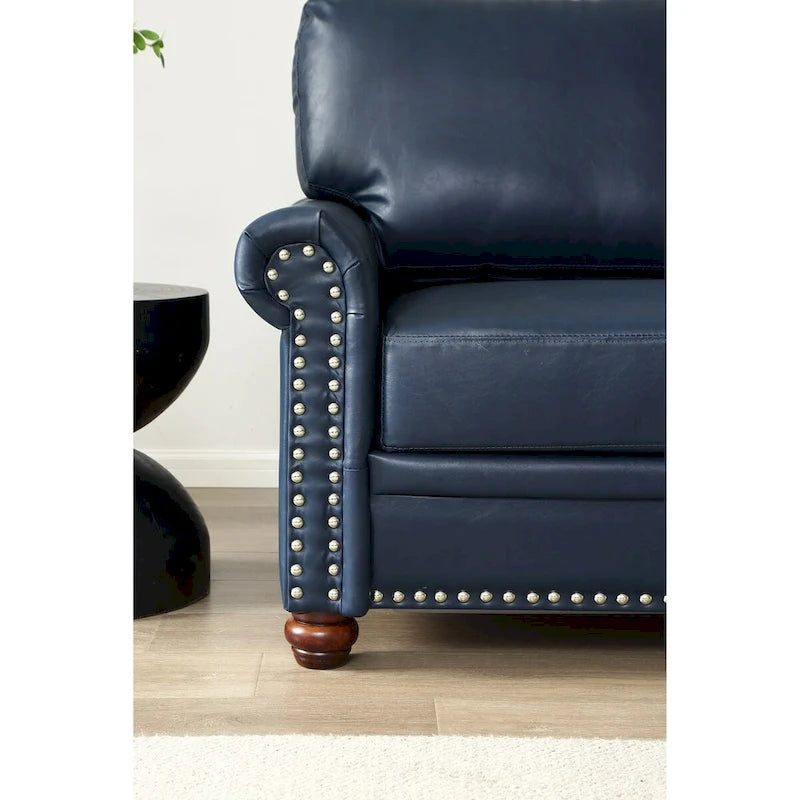 Classic Living Room Nails Sofa Faux Leather for Living Room, Office, Apartment