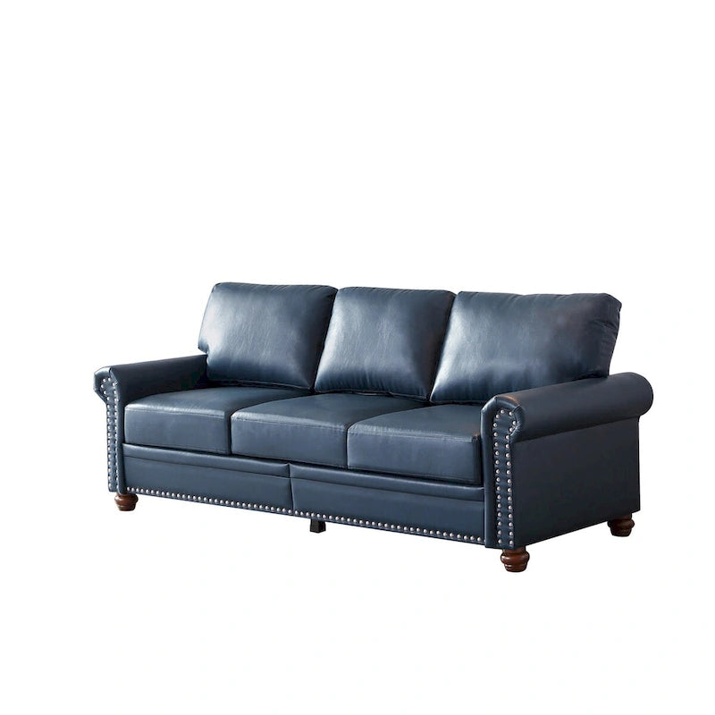 Classic Living Room Nails Sofa Faux Leather for Living Room, Office, Apartment