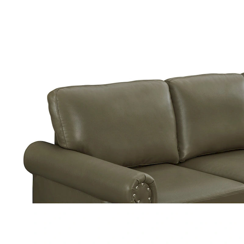 Classic Living Room Nails Sofa Faux Leather for Living Room, Office, Apartment