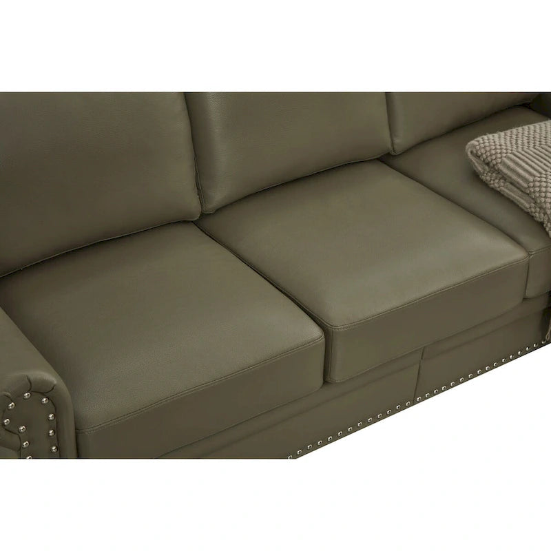 Classic Living Room Nails Sofa Faux Leather for Living Room, Office, Apartment