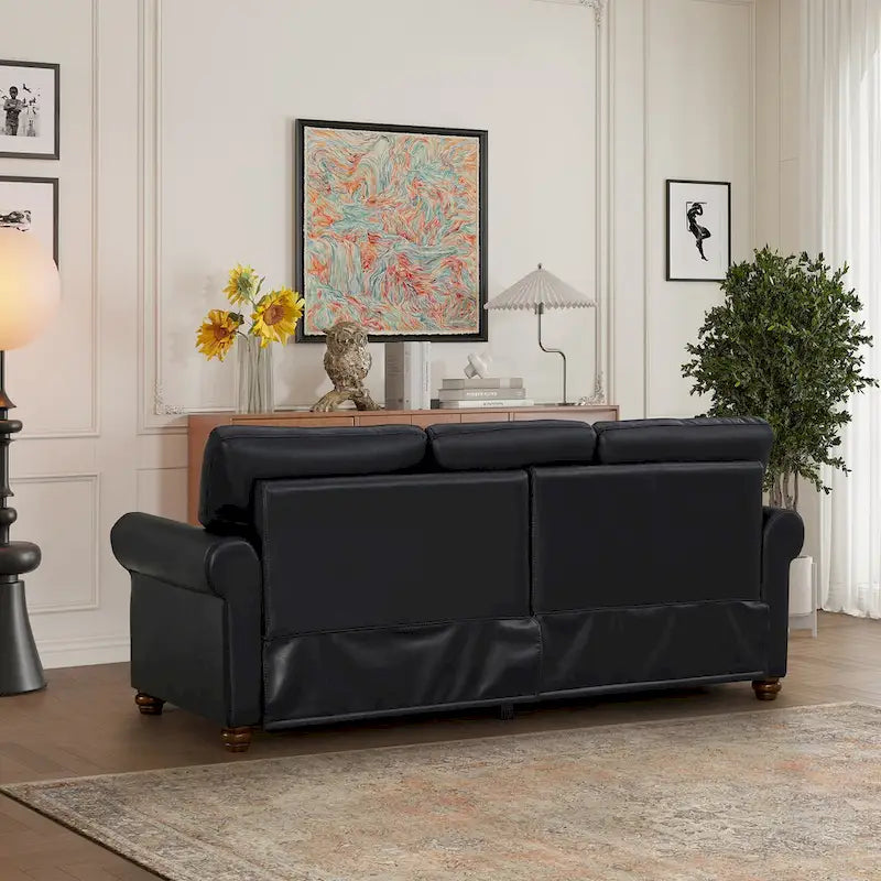 Classic Living Room Nails Sofa Faux Leather for Living Room, Office, Apartment