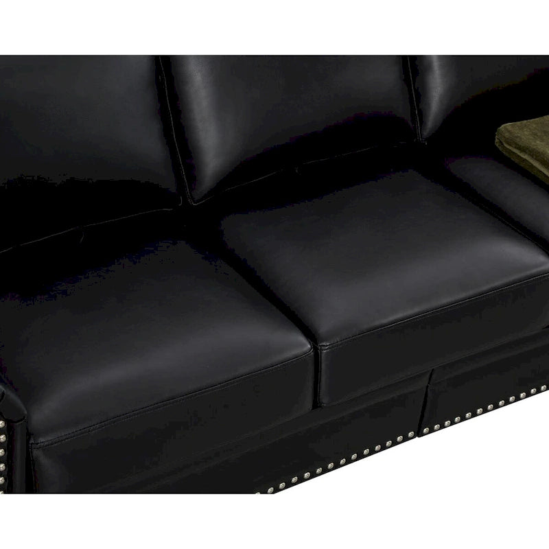 Classic Living Room Nails Sofa Faux Leather for Living Room, Office, Apartment