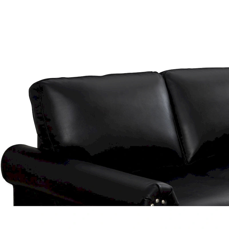Classic Living Room Nails Sofa Faux Leather for Living Room, Office, Apartment