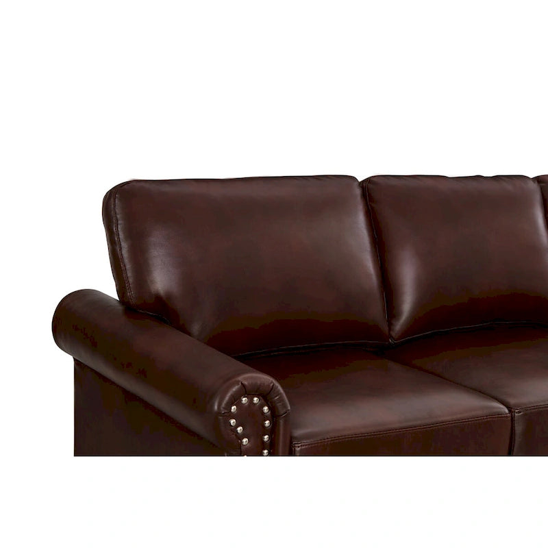 Classic Living Room Nails Sofa Faux Leather for Living Room, Office, Apartment