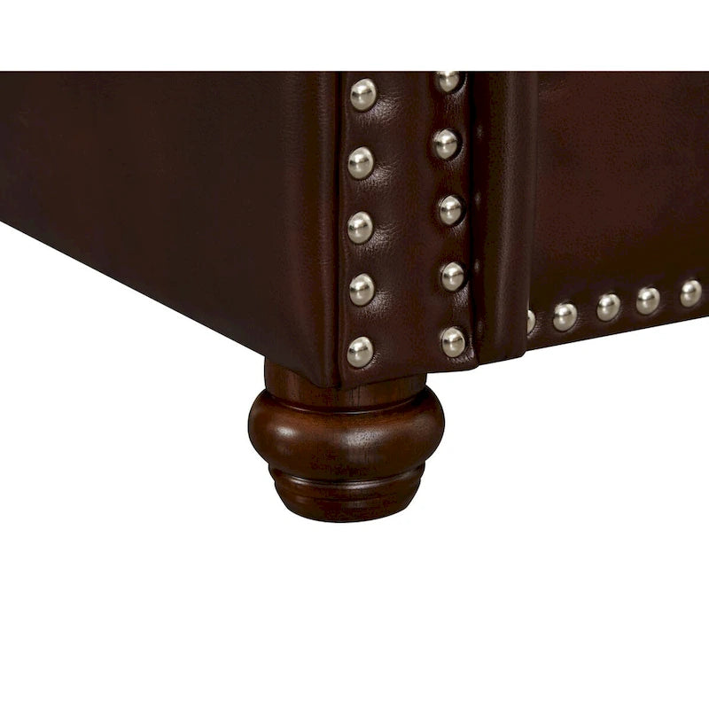 Classic Living Room Nails Sofa Faux Leather for Living Room, Office, Apartment