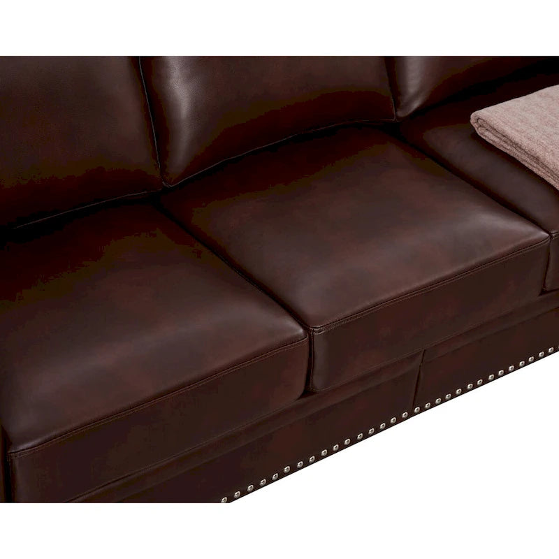 Classic Living Room Nails Sofa Faux Leather for Living Room, Office, Apartment