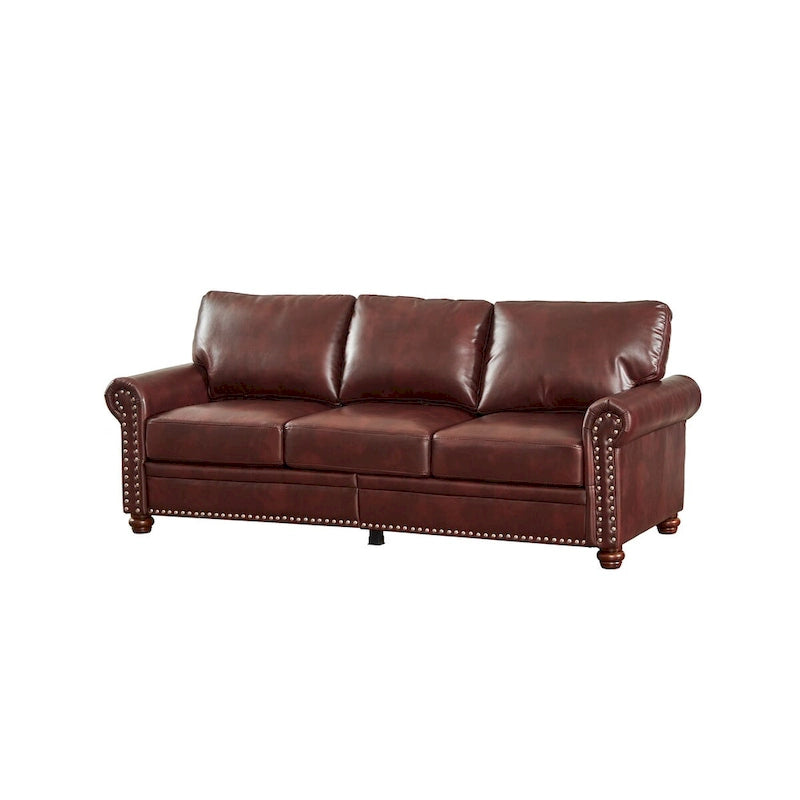 Classic Living Room Nails Sofa Faux Leather for Living Room, Office, Apartment