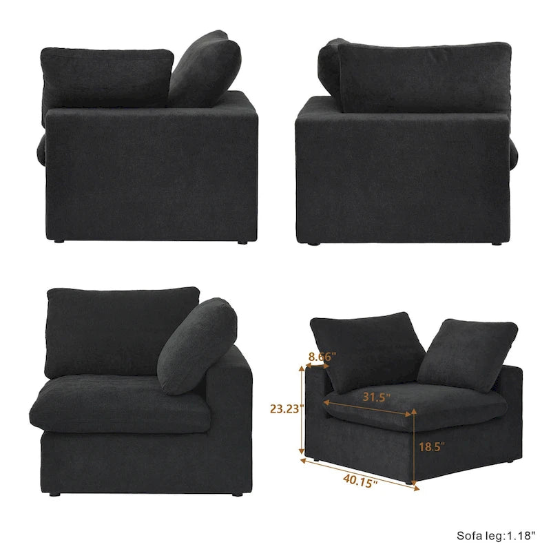 Large U-Shape Linen Reversible Modular Seating Component Sectional with 2 Ottoman