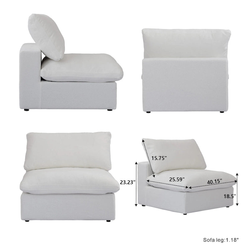 Large U-Shape Linen Reversible Modular Seating Component Sectional with 2 Ottoman