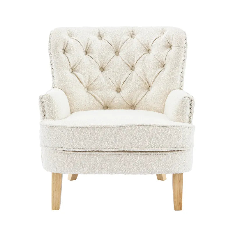 Almond Boucle Nailhead Club Chair by Christopher Knight Home