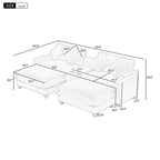 112.6 Chenille Upholstered Sectional Sofa with Two Removable Ottoman