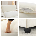 112.6 Chenille Upholstered Sectional Sofa with Two Removable Ottoman