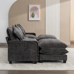 112.6 Chenille Upholstered Sectional Sofa with Two Removable Ottoman