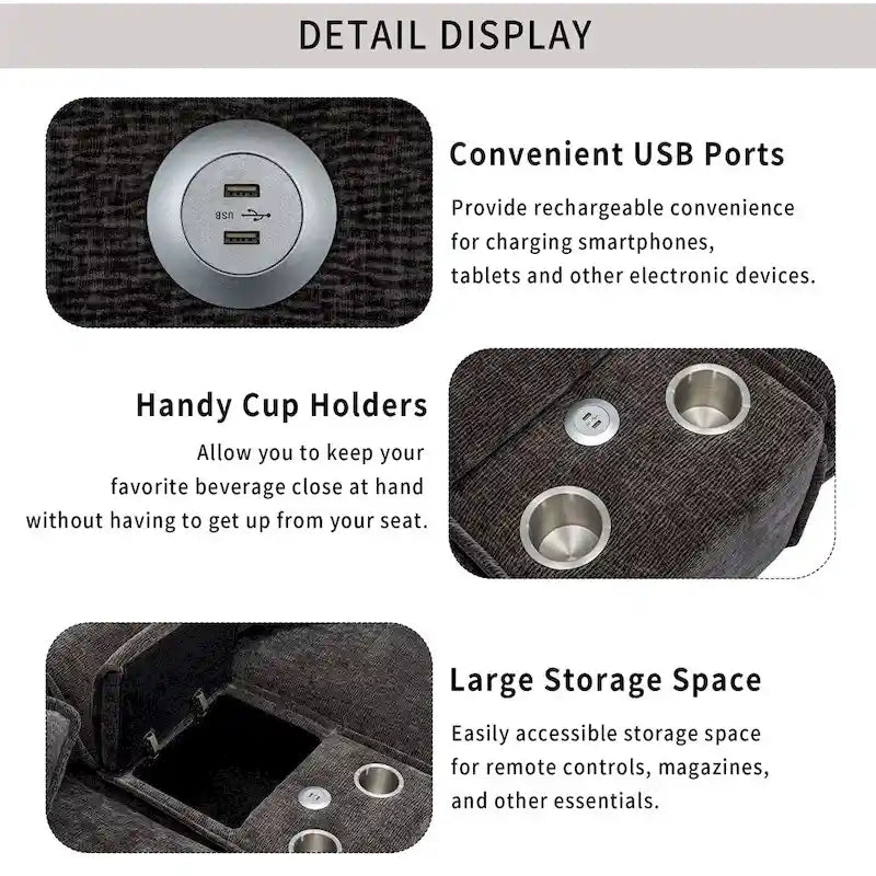 112.6 Chenille Upholstered Sectional Sofa with Two Removable Ottoman