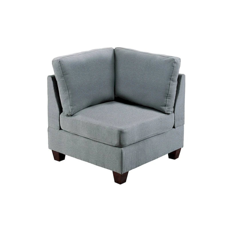 Remy 32 Inch Modular Corner Sofa Chair, Soft Gray Chenille, Solid Wood