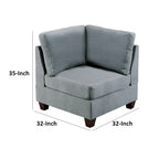 Remy 32 Inch Modular Corner Sofa Chair, Soft Gray Chenille, Solid Wood