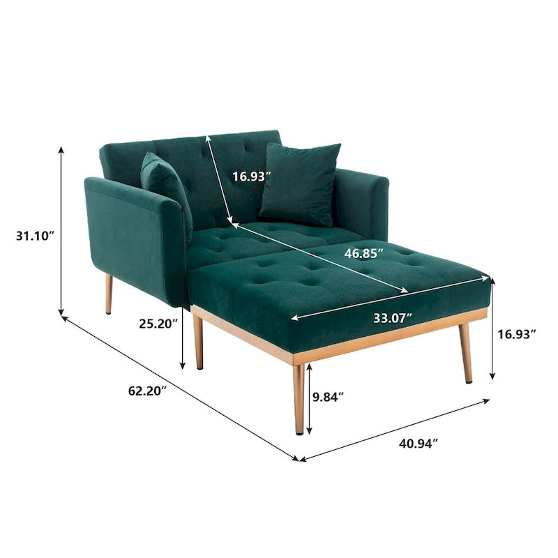 Chaise lounge chair/accent chair,Curved edges, padded with thick foam and upholstered with high-quality fabric