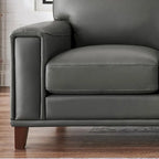 Hydeline Hayward Top Grain Leather Loveseat with Feather, Memory Foam and Springs