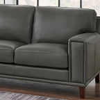 Hydeline Hayward Top Grain Leather Loveseat with Feather, Memory Foam and Springs