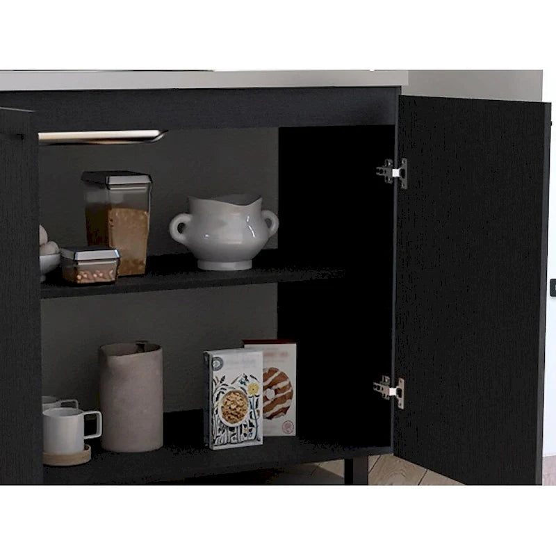 Napoles 2 Utility Sink with Cabinet, Stainless Steel Countertop, Interior Shelf