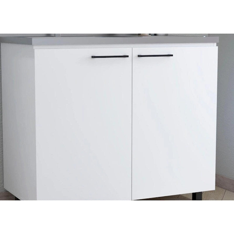 Napoles 2 Utility Sink with Cabinet, Stainless Steel Countertop, Interior Shelf