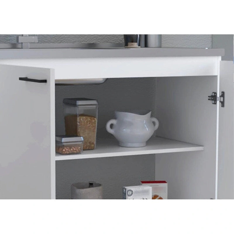 Napoles 2 Utility Sink with Cabinet, Stainless Steel Countertop, Interior Shelf