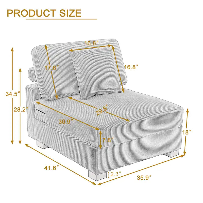Modern Modular Sectional Sofa Corduroy Chaise Lounges