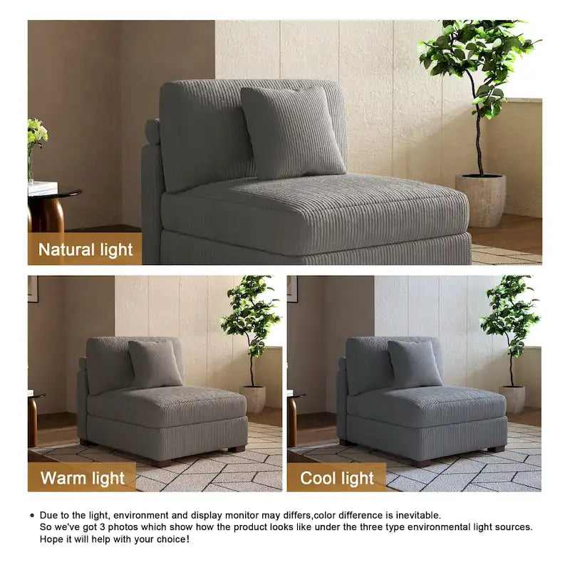 Modern Modular Sectional Sofa Corduroy Chaise Lounges