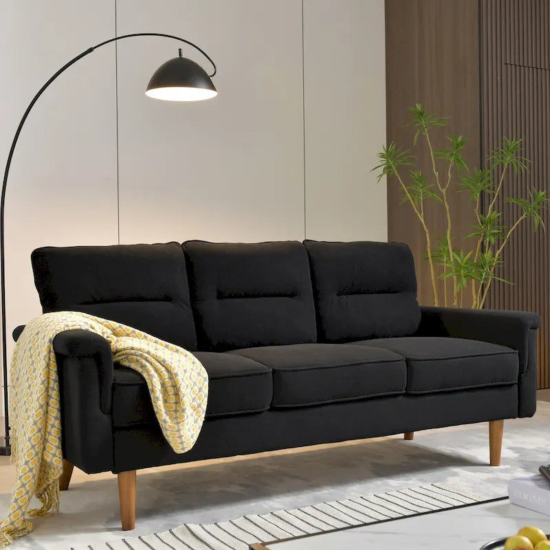 OVIOS Fluffy Cushion Wood Leg Indoor Sofa