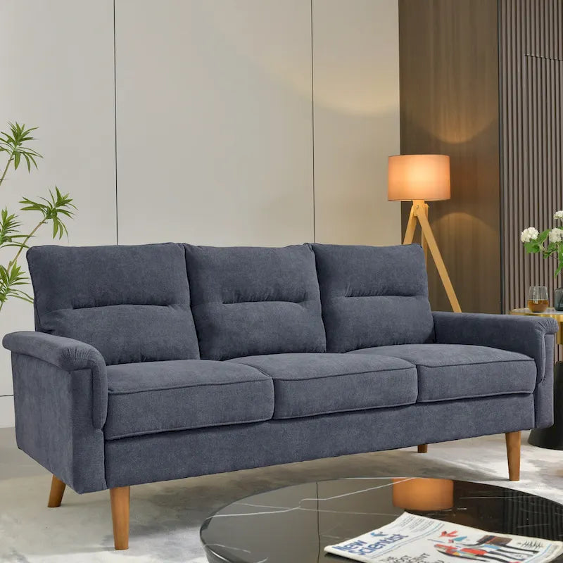 OVIOS Fluffy Cushion Wood Leg Indoor Sofa