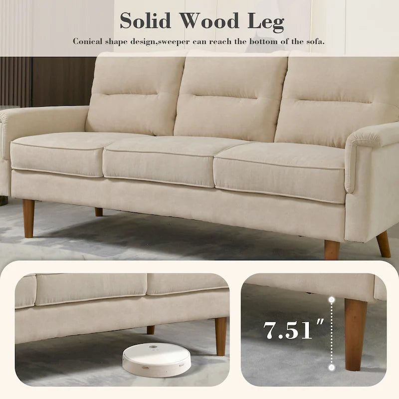 OVIOS Fluffy Cushion Wood Leg Indoor Sofa