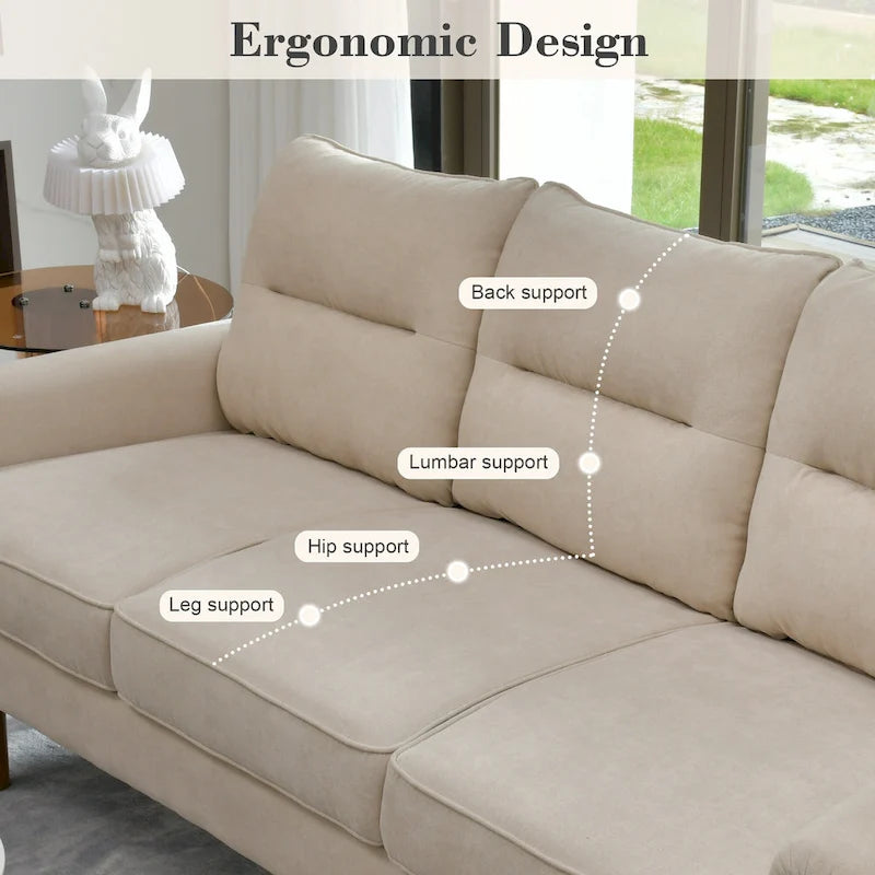 OVIOS Fluffy Cushion Wood Leg Indoor Sofa