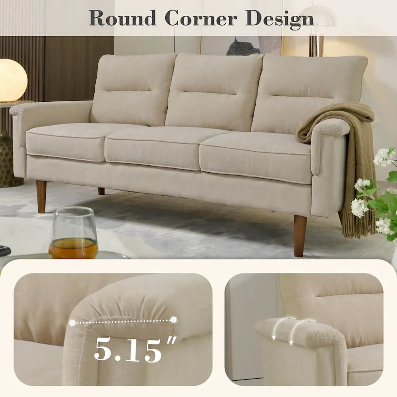 OVIOS Fluffy Cushion Wood Leg Indoor Sofa