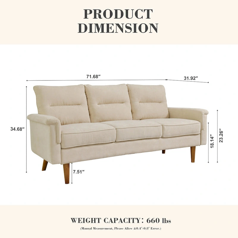 OVIOS Fluffy Cushion Wood Leg Indoor Sofa