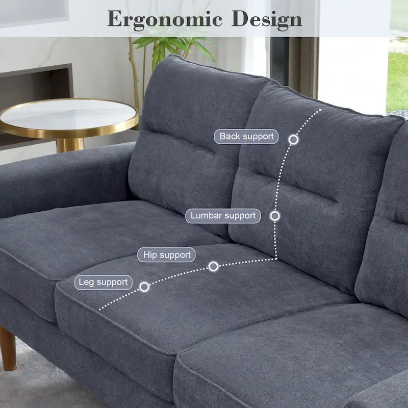 OVIOS Fluffy Cushion Wood Leg Indoor Sofa