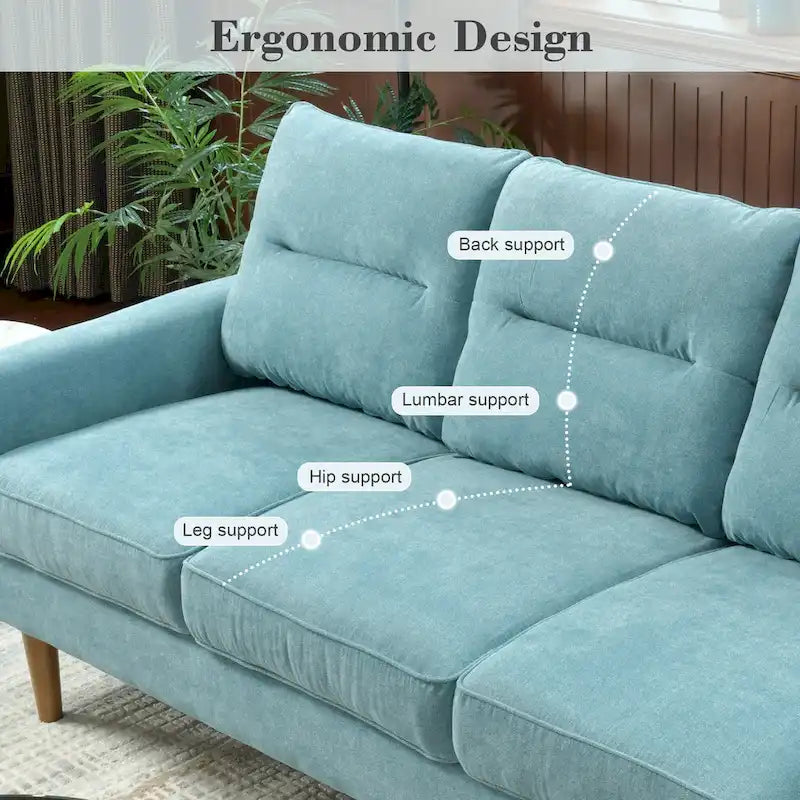 OVIOS Fluffy Cushion Wood Leg Indoor Sofa