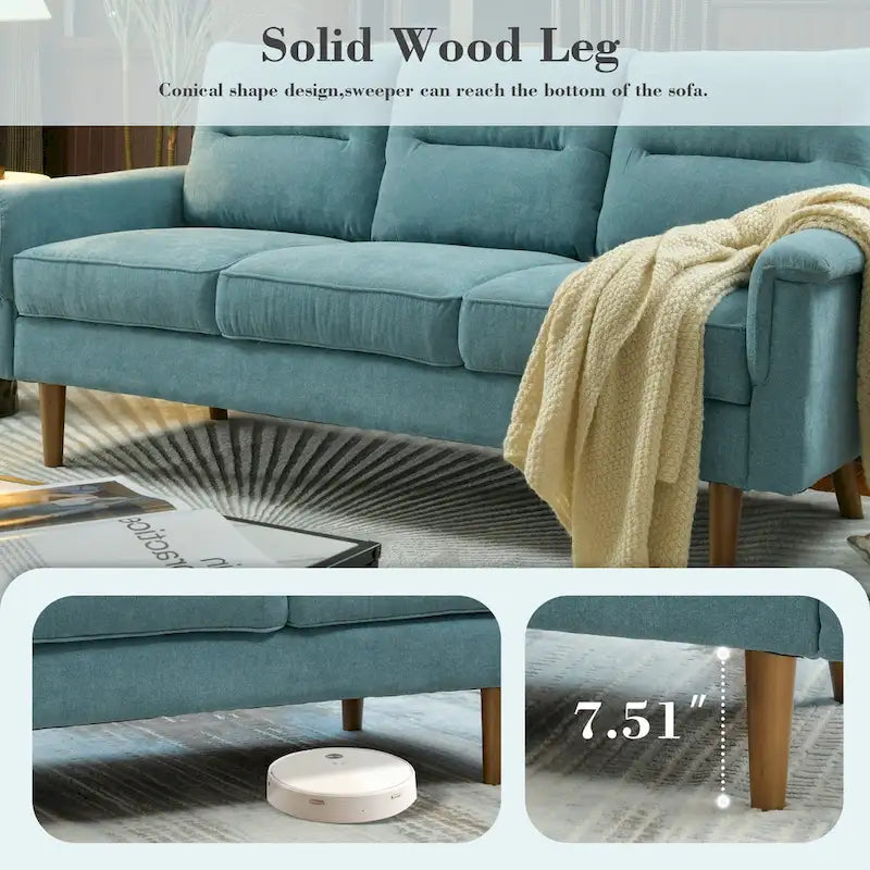 OVIOS Fluffy Cushion Wood Leg Indoor Sofa