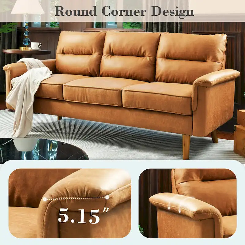 OVIOS Fluffy Cushion Wood Leg Indoor Sofa