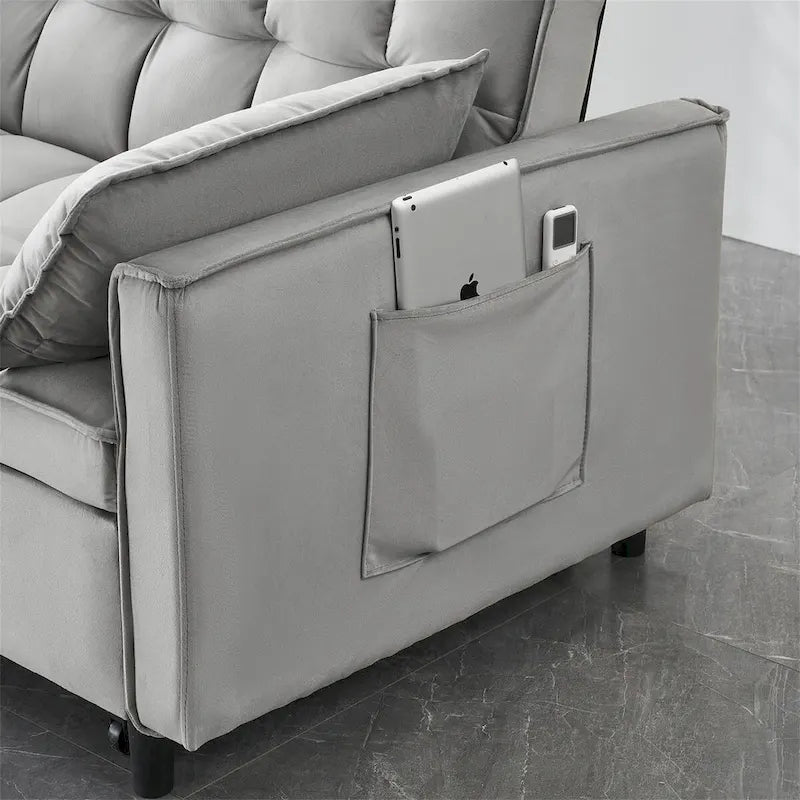 Velvet Loveseat with Reclining Backrest, Toss Pillows and Pockets